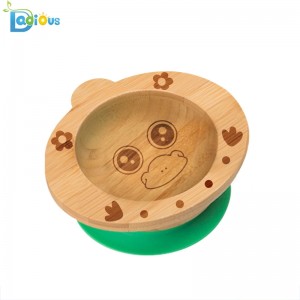 Potřeby pro kojence Baby Sací bambusový talíř BPA Baby Baby Bamboo Spoon sací talíře pro batolata Bambus